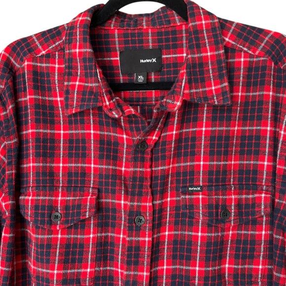 Men's Hurley Tartan Plaid Button Down Flannel Shirt Size XL - Picture 2 of 7